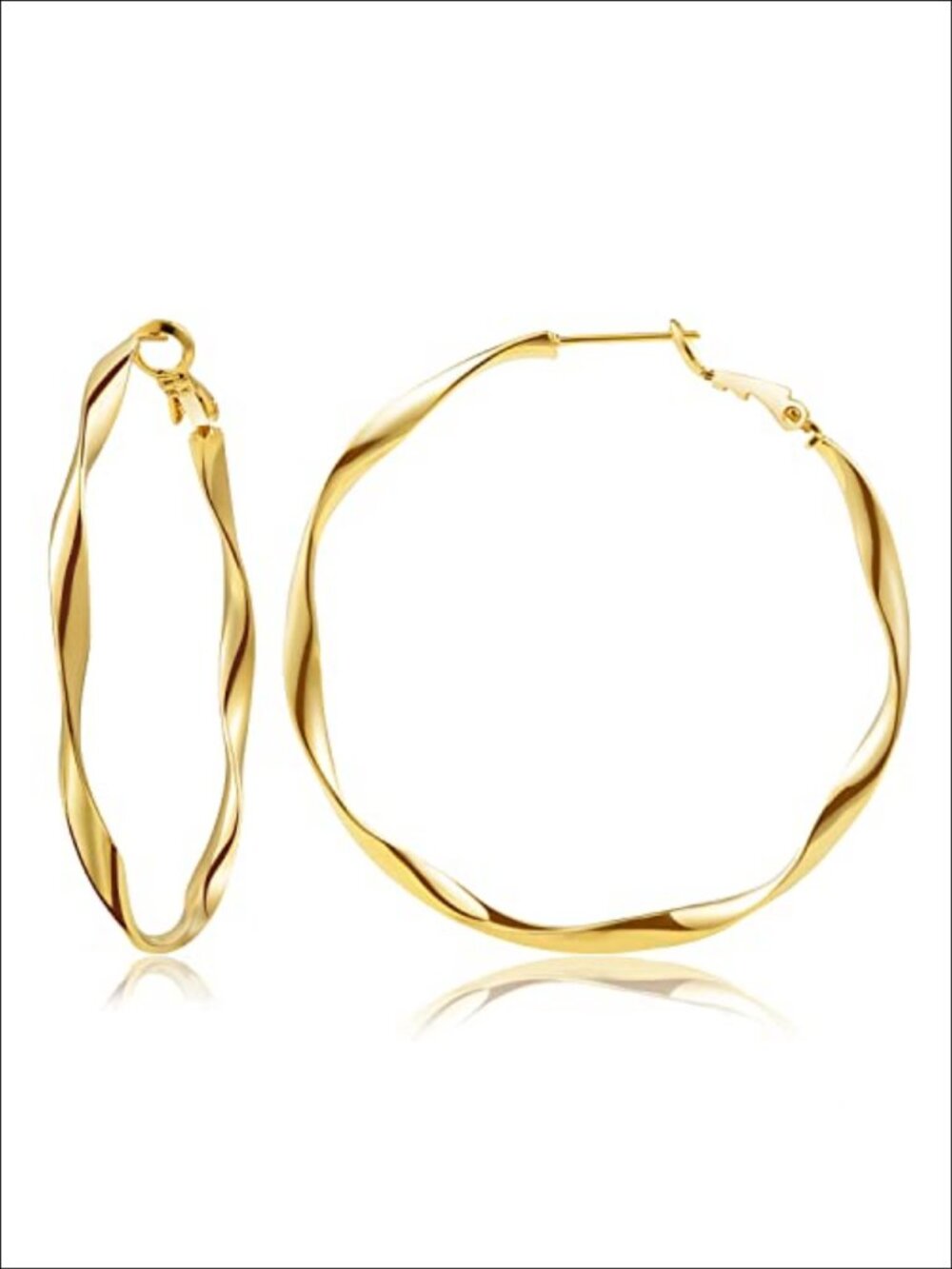 24K Gold Plated Twisted Thin Huggie Hoop Earrings